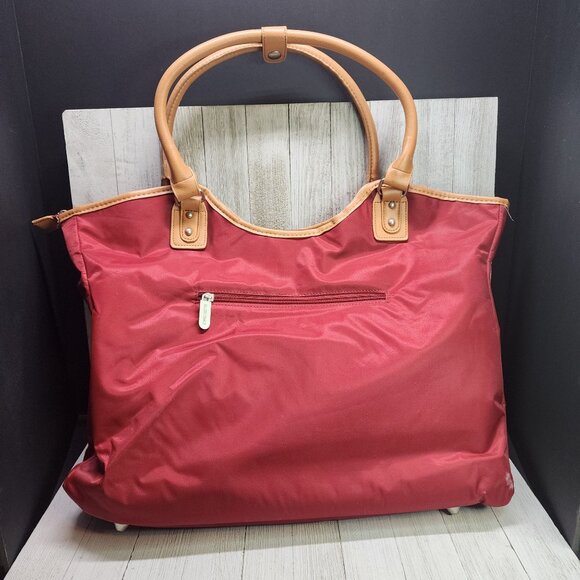 Ellen Tracy Laptop Tote Shoulder Handbag RED Zip Closure - Picture 2 of 8